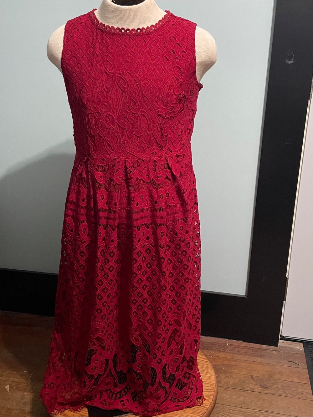 Veiisar XL Red Midi Dress Double Lined Floral